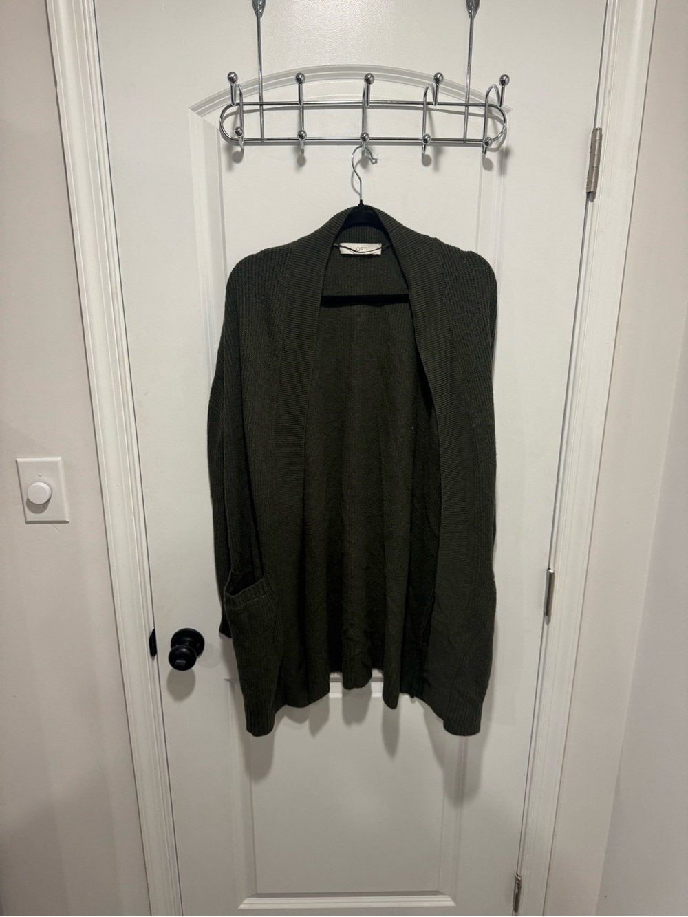 LOFT Olive Green Open Front Cardigan
